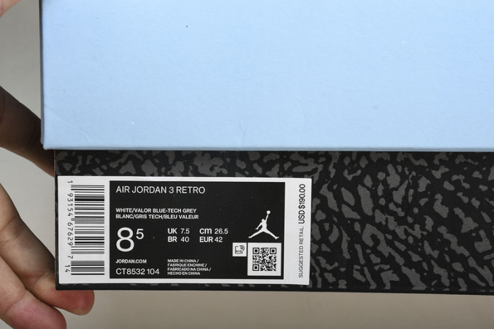 air jordan 3 retro “unc” white ct8532-104