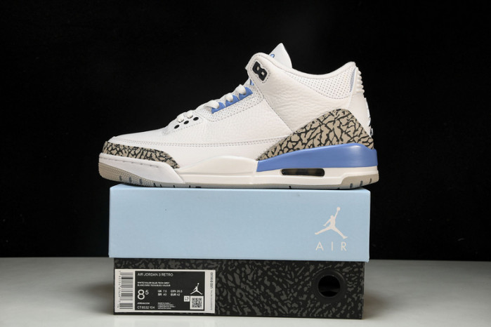 air jordan 3 retro “unc” white ct8532-104