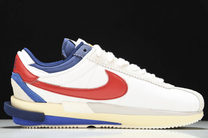 sacai x nike cortez white red navy blue dq0581-100